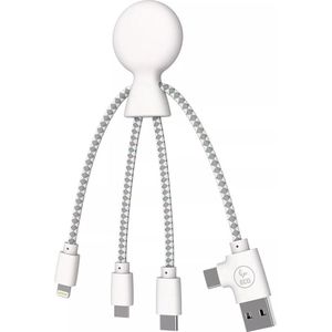 Xoopar - Mr Bio 4-in-1 Octopusvormige Multi USB-kabel - Universele oplader van gerecycled kunststof - USB-aansluiting, USB-C, Lightning, Micro USB voor universele smartphone