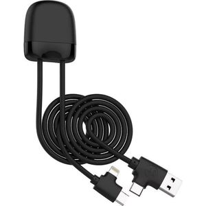Xoopar Ice-Cable 1m Multi-USB, USB-C, Lightning oplaadkabel met gegevensoverdracht voor smartphone Iphone, Samsung, Huawei, Xiaoli, Wiko, LG, Tablet - Zwart