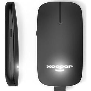 Xoopar Draadloze muis, 2,4 g, muis, zonder batterijen, Bluetooth, oplaadbaar, computermuis, ultradun, tas van gerecycled kunststof (zwart)