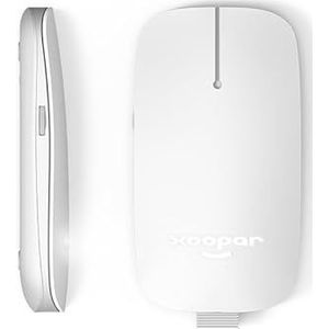 Xoopar Draadloze muis, 2,4 g, muis, zonder batterijen, Bluetooth, oplaadbaar, computermuis, ultradun, tas van gerecycled kunststof (wit)