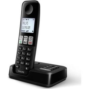 Philips D2551B/01- Draadloze DECT-telefoon met 1 handset met antwoordapparaat, 50 namen/nummers en nummerherkenning - Zwart