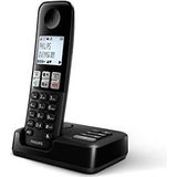 Philips D2551B/01- Draadloze DECT-telefoon met 1 handset met antwoordapparaat, 50 namen/nummers en nummerherkenning - Zwart