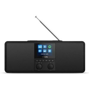 PHILIPS TAR8805 - Internetradio, DAB+ Radio met Spotify Connect (Bluetooth, Sleeptimer, Dubbel Alarm, Qi-Oplaadpad voor Draadloos Opladen, USB) Zwart