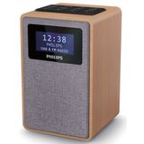Philips Tar5005/10 Wekkerradio - Houten Kast - Grijze Luidsprekerafdekking