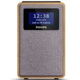 Philips Tar5005/10 Wekkerradio - Houten Kast - Grijze Luidsprekerafdekking