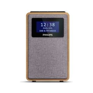 Philips Tar5005/10 Wekkerradio - Houten Kast - Grijze Luidsprekerafdekking
