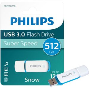 Philips FM51FD75B USB Stick - 512 GB - Snow Edition Ocean Blue - 3.0 USB Type-A 3.2 Gen 1 (3.1 Gen 1) - Wit