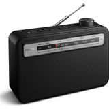 Philips Classic Radio, Draagbare FM/MW Analoge UKW/MW Radio, Radio To-Go, Werkt op Elektriciteit en Batterijen, Geschikt voor Binnen en Buiten, Klassiek Zwart Ontwerp 21cm x 14.9cm x 6,63cm
