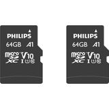 Philips Micro SDXC Kaart - 64GB - Class 10 UHS-I U1 - 2-Pack