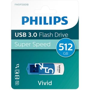 Philips USB Stick 512 GB Vivid Edition Ocean Blue - 3.0 USB Type-A 3.2 - Led -Wit