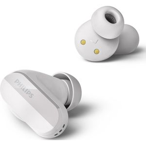 Philips TAT3508WT/00 True Wireless Headset, siliconen hoofdtelefoon met natuurlijk geluid, ruisonderdrukking, tot 21 uur speeltijd, Bluetooth, microfoon, USB-C-kabel, wit