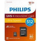 Philips MicroSDXC Geheugenkaart 512GB - Class 10 - Incl. Adapter
