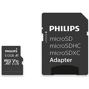Philips MicroSDXC Geheugenkaart 512GB - Class 10 - Incl. Adapter