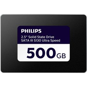 Philips - S130 - Interne SSD - 500 GB - 2.5" SATA III - Leessnelheid tot 550 MB/s - Schrijfsnelheid tot 510 MB/s