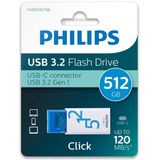 Philips - FM51FD175B - USB-C Stick - 512GB - USB 3.2 Gen 1 - Click Edition Blue