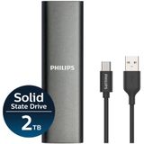 Philips - Portable SSD - 2 TB - USB-C - Aluminium - Ultra Speed