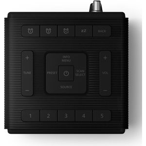 PHILIPS TAR5100/10 Klokradio - Wekkerradio - Dubbel alarm - Sleeptimer - Bluetooth - DAB+/FM-radio - Groot LCD scherm - IPX4 spatwaterbestendig