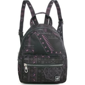 YLX Mini Backpack voor dames. Zwart/ paars Geo Paisley. Recycled Rpet materiaal. Eco-friendly