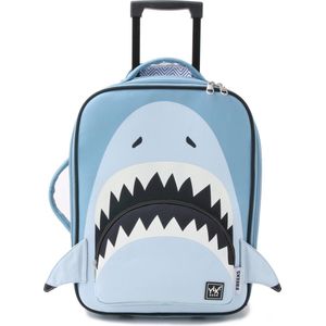 YLX Gear & Freek Vonk | Shark Bite Trolley Bag | Rifhaai. Rifhaai met glowing in the dark tanden voor jongens & meisjes. Blauw - Handbagage - Zachte koffer - Trolley - Reiskoffer - Trolley kinderen - Haaien print - dieren