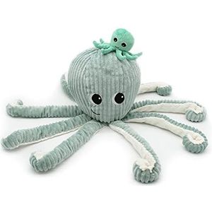 Les Déglingos - Filou de octopus manan en zijn baby 65 cm - Mint - Les PTIPOTOS - Zachte knuffel voor baby's - pluche baby - cadeau voor geboorte