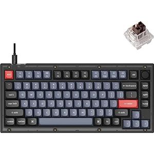 Keychron - V1 - Toetsenbord - Zwart - 75% Frosted Black RGB - Mechanisch met Brown Switches