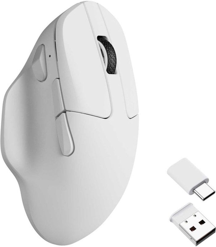 Keychron - M7 Draadloze Computermuis - Wit - Ergonomisch - 26K DPI