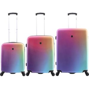 Saxoline Kofferset 3 Delig - Reiskoffer Set - Harde Kofferset - Trolleyset - Rainbow- Rainbow