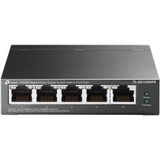 TP-Link PoE Switch TL-SG105MPE, 5 poorten met 4 PoE-poorten (120 watt, IEEE-802.3af/at PoE, zonder ventilator, plug and play, robuuste metalen behuizing)