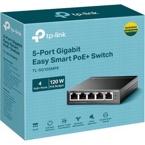 Tp-link - Tl-sg105mpe Switch - Gigabit - 5 Poorten - Poe+ - Netwerkmonitoring