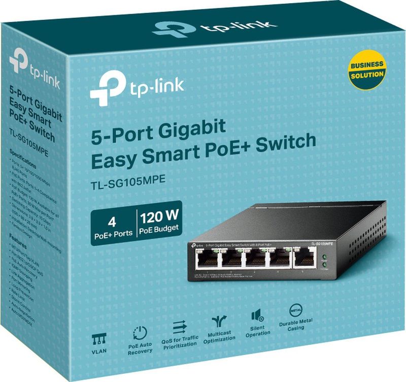Tp-link - Tl-sg105mpe Switch - Gigabit - 5 Poorten - Poe+ - Netwerkmonitoring