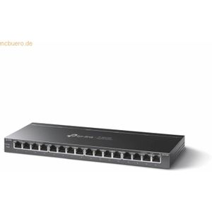 TP-Link TL-SG116P 16-Port Gigabit PoE Switch(120 Watt, IEEE-802.3af/at PoE, lüfterlos, Plug-and-Play, robustes Metallgehäuse) Schwarz