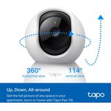 Tapo Bewakingscamera, wifi, binnen, 1080p, C200, 2 stuks, personendetectie, bidirectionele audio, compatibel met Alexa en Google Assistant, voor baby/dieren