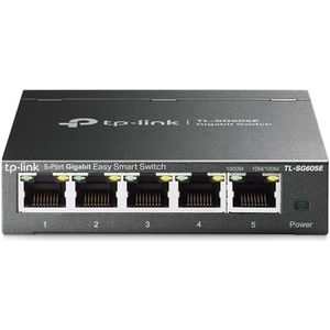 TP-Link TL-SG605E 5-poorts Gigabit Easy Smart Managed Network Switch (plug-and-play, metalen behuizing, QoS, IGMP-Snooping, VLAN, centraal beheer, energiezuinig)