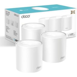 TP-Link Deco X1500 (verpakking van 3) WiFi 6 AI Mesh AX1500 dual-band 2,4 GHz / 5 GHz, bereik tot 600 m2, 3 x Gigabit poorten per eenheid, band 160 MHz kanaal, ODFMA, 1024QAM, wit