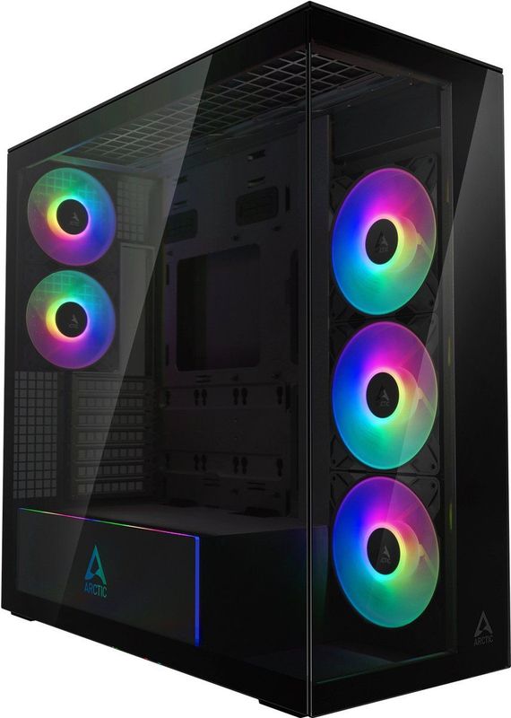 ARCTIC Xtender - Midi Tower Behuizing - Mirror Black - E-ATX - Met 5 ARGB Ventilatoren