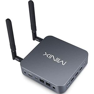 MINIX NEO J51-C8 Max Aluminium Mini PC, 8GB/256GB M.2 PCIe NVMe SSD Windows 11 Pro, Wi-Fi6/Tweevoudige 2,5GB LAN/USB-C/Driedubbel Beeldscherm/4K/Automatische Inschakeling/PXE Boot/RTC/Vesa Mount.