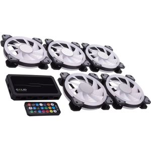 Gelid Solutions Amber 8 Pro Fan Kit - RGB controller - 5 x 120 mm fans - 1600 rpm - RGB Led Fan - zwart