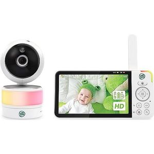 LeapFrog LF915 babymonitor met camera, nachtnachtzicht, 5 inch HD 720p display, 360 graden pan-tilt, 8x zoom, nachtlampje, vochtigheid/temperatuursensor, tot 300 m bereik, twee-weg spreken