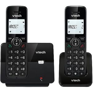 VTECH CS2001 Draadloze telefoon Duo-huis met handsfree en oproepvergrendeling, DECT vaste telefoon, oproep-ID, display met achtergrondverlichting, grote toetsen, 30 namen en nummers,