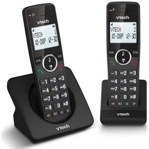 VTech ES2001 Draadloze DECT-telefoon met 2 handsets met oproepblokkering, volumeversterker, oproepherkenning/gesprek in behandeling, 18 uur batterijduur, display en toetsenbord met