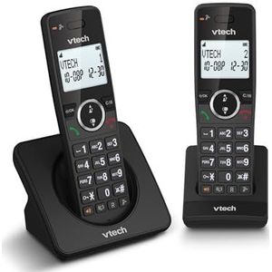 VTech ES2001 Duo draadloze DECT-telefoon met 2 handsets, oproepblokkering, volumeversterker, nummerherkenning/wachtoproep, 18 uur batterijduur, display en toetsenbord met achtergrondverlichting