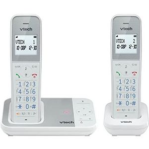 VTech XS1051 draadloze telefoon met twee handsets met antwoordapparaat, draadloze DECT-telefoon, oproepherkenning/draadloze oproepfunctie, volumeversterker, handsfree-functie