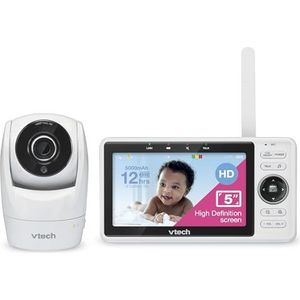 VTech Smart Baby Monitor VM901-1W 5"" LCD-display, 1080p camera, 120° groothoekweergave, nachtzicht, externe pan-tilt zoom, bidirectionele talk, werkt met iOS en Android, wifi
