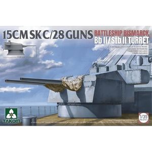 1:35 Takom 2147 15CMSK C/28 Guns Battle Ship Bismarck Bb II/Stb II Turret Plastic Modelbouwpakket