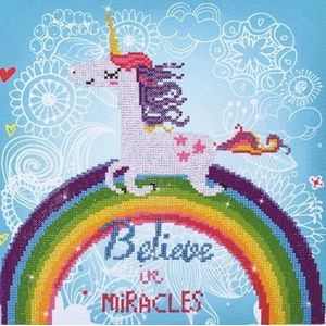 Diamond Dotz Believe in Miracles diamantschilderset, kunsthars, wit, 35 x 35 cm