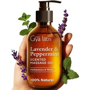 Gya Labs Lavendel & Pepermunt Massage Oliën voor Massagetherapie - Aromatherapie Olie voor Pijnlijke Spieren & Huid - Vervaardigd met Jojoba, Argan, Zonnebloem, Zoete Amandel & Vitamine E (200 ml)