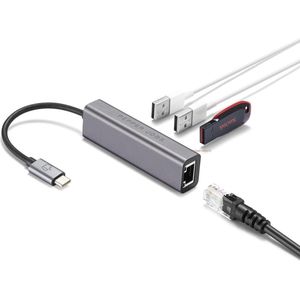 PEPPER JOBS USB C HUB TCH-2 | 2-in-1 USB C Adapter | USB A Ethernet Universeel