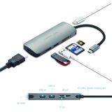 PEPPER JOBS TCH-4 - USB C Hub - Grijs - 4-in-1 Adapter - Inclusief HDMI en SD Lezer