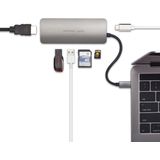 PEPPER JOBS TCH-4 - USB C Hub - Grijs - 4-in-1 Adapter - Inclusief HDMI en SD Lezer