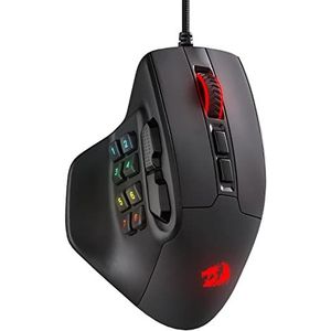 Redragon M811 Aatrox MMO gamingmuis, 15 programmeerbare toetsen, bekabelde RGB-gamingmuis met natuurlijke ergonomische grip, 10 macrotoetsen aan de zijkant